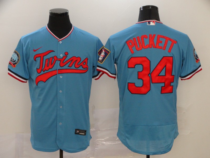 Men's Minnesota Twins #34 Kirby Puckett Blue Flex Base Stitched MLB Jersey